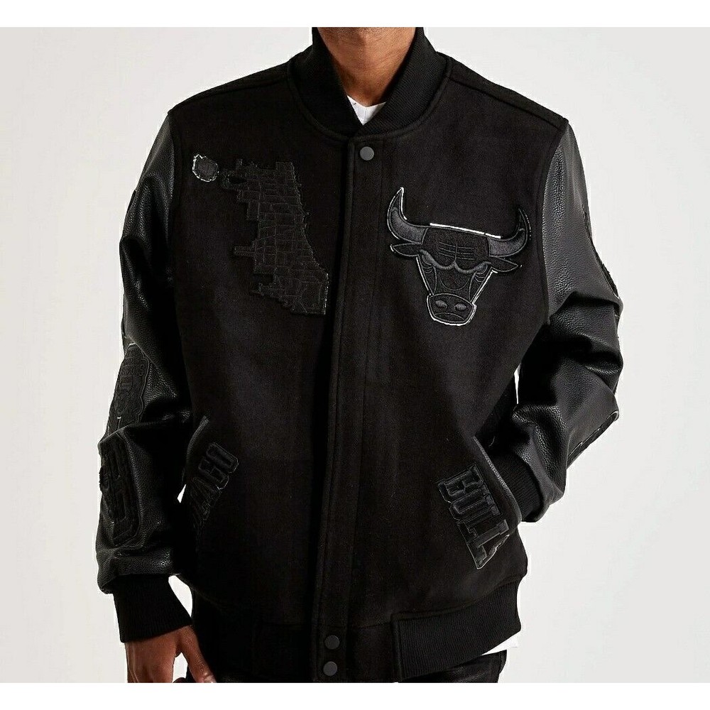 Pro Standard Chicago Bulls Mash Up Varsity Men's Black Jacket NWT.
